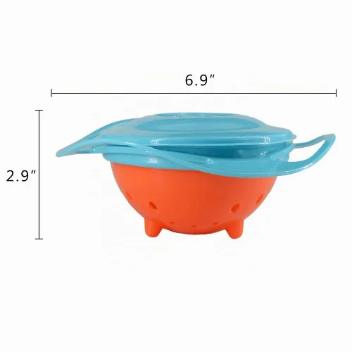Vista 5 de ZTL Gyro Bowl 360 Dgree - Cuenco giroscópico resistente a derrames con tapa 3 piezas (azul+verde+rosa)