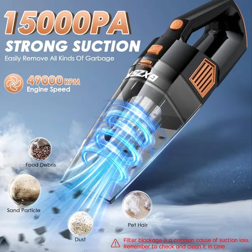 Vista 2 de Gxzsk Handheld Vacuum Cordless, Hand Held Car Vacuum Cleaner, Hand Vacuum Black & Orange