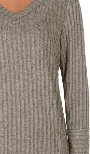 Vista 4 de WIHOLL - Suéter de manga larga, con cuello en V, color liso, a la moda para mujer