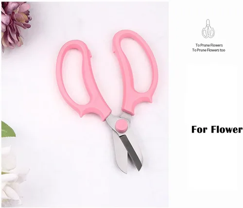 Vista 5 de Tijeras de jardinería de hoja afilada púrpura de acero de aleación para cortar flores, recortar plantas de patio, floristería, setos de hierbas