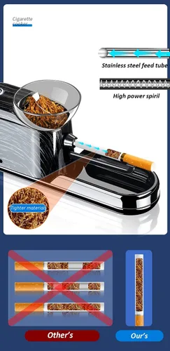 Vista 2 de Máquina de laminación de cigarrillos, inyector eléctrico automático, fabricante de rodillos de tabaco, portátil, bueno para tubo de tamaño King