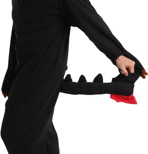 Vista 6 de dressfan Disfraz de dragón de animal, disfraz de Halloween, cosplay, pijamas de Navidad, unisex, adultos, adolescentes, blanco y negro