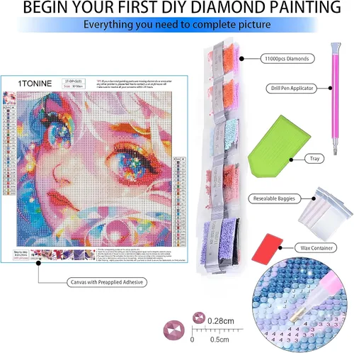 Vista 2 de Kits de pintura de diamantes de fantasía para adultos, kits de arte de diamantes brillantes para principiantes, pintura de diamantes de ensueño