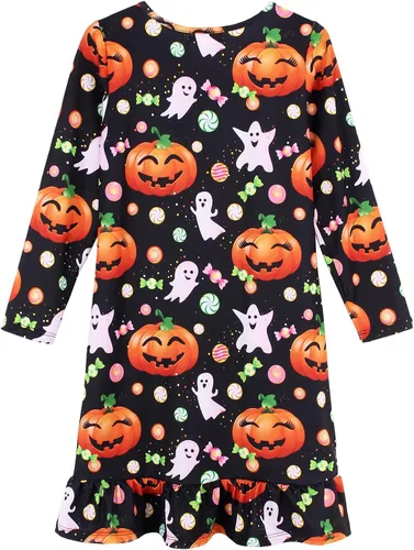 Vista 2 de JESKIDS Camisones de manga larga con estampado de dinosaurio para niñas