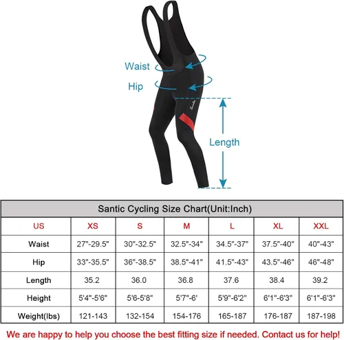 Vista 2 de Santic Mallas de ciclismo con peto para hombre, acolchadas, largas acolchadas con bolsillo