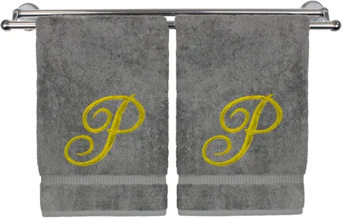 Vista 220 de Toalla de mano con monograma, regalo personalizado, 16 x 30 pulgadas, extra absorbente, 100% algodón turco, acabado de rizo suave, para baño, cocina