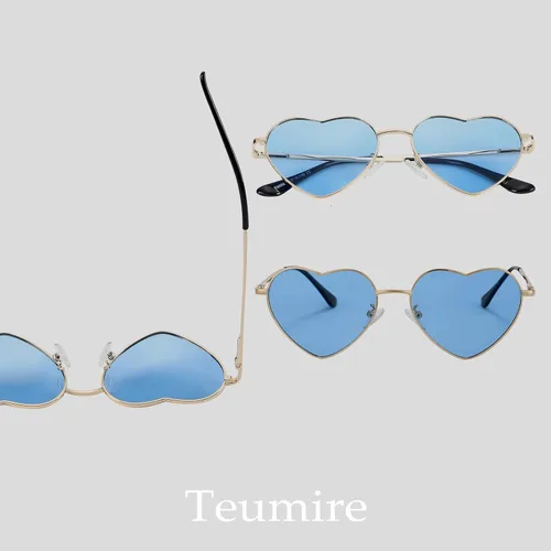 Vista 4 de Gafas de sol polarizadas con forma de corazón para mujer, con marco de metal