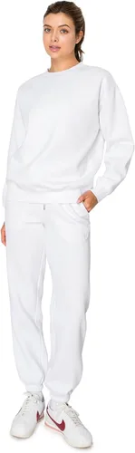 Vista 42 de Cali1850 Pantalón deportivo Cloud Nine Fleece para mujer, cintura alta, ajuste holgado, dos bolsillos, cintura elástica con cordón