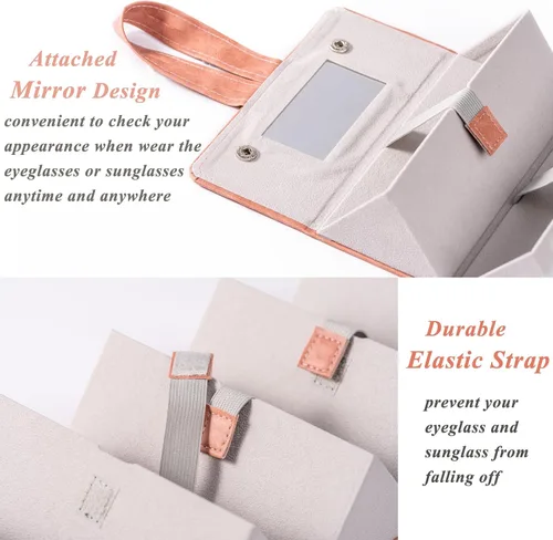 Vista 2 de Menoeceus Estuche organizador de lentes de sol, estuche de viaje para lentes de viaje, caja de almacenamiento de 5 ranuras para mujeres y hombres