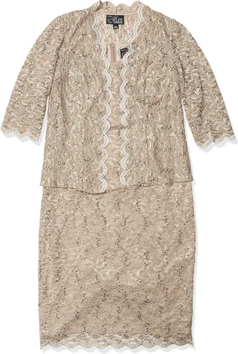 Vista 5 de Alex Evenings Vestido tipo chaqueta de encaje de talla grande para mujer