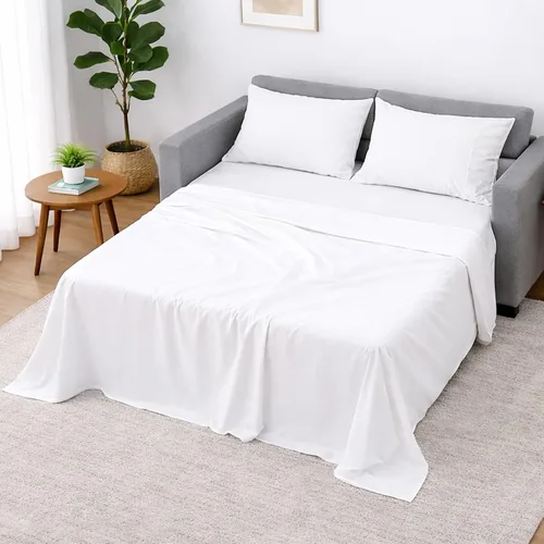 Vista 12 de Cottington Lane Juego de 4 piezas de sábanas para sofá cama tamaño matrimonial, 100% algodón egipcio de alta calidad para sofá cama, sofá biplaza
