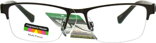 Vista 2 de Gafas de lectura progresivas de enfoque múltiple 3 poderes en 1 lector rectángulo medio borde