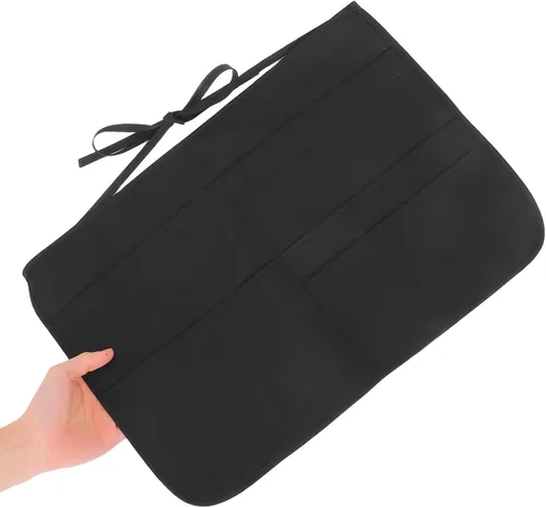 Vista 4 de CHILDWEET Multi-pocket Cleaning Apron for Women and Men Black Sturdy Polyester Work Apron with Adjustable Straps Gardening Dishwashing