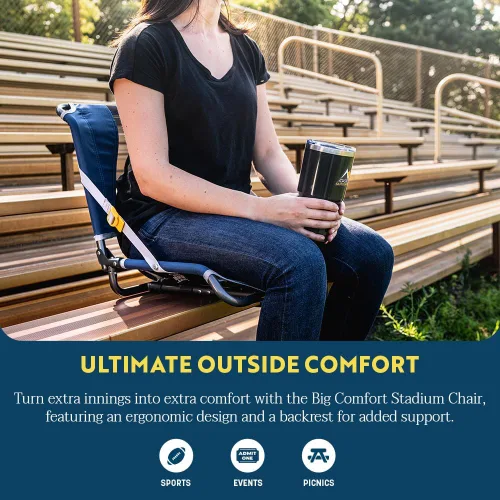 Vista 3 de GCI Outdoor Big Comfort - Silla ancha para estadio con respaldo ajustable, color negro