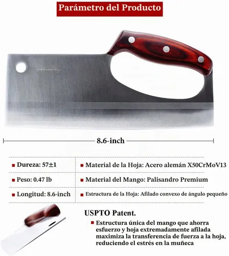 Vista 6 de Cuchillo de chef japonés para cortar carne vegetal