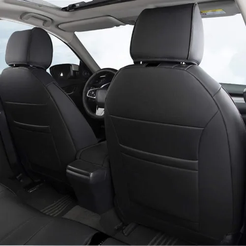 Vista 4 de Juego completo de fundas de asiento personalizadas para Prado 2004-2008 7 asientos cuero asiento cojín protector negro