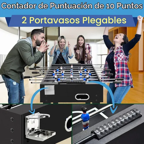 Vista 7 de SereneLife mesa de futbolín de 48 pulgadas, tamaño de competición, para fútbol en casa, sala de juegos de arcade, 2 pelotas, 2 portavasos, 1,2 m x
