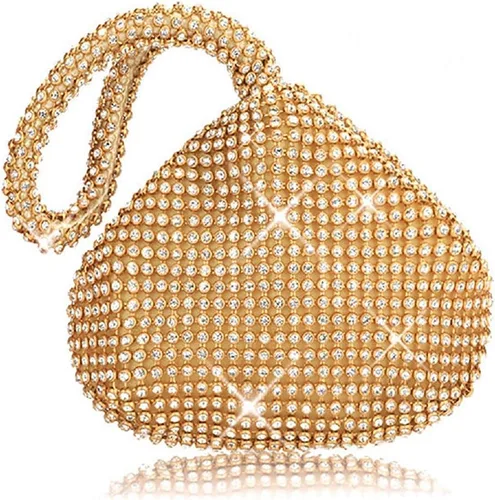 Vista 7 de Bolso de noche para mujer, con diamantes de imitación brillantes, triángulo, cadena de diseño, bolso de mano para fiesta, graduación, boda