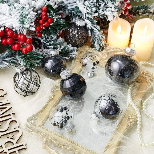 Vista 3 de CristBest Juego de adornos de bolas de Navidad de 30 unidades, 2.36 pulgadas, de plástico transparente, inastillables, con relleno delicado