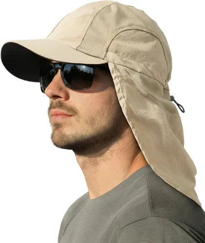 Vista 13 de Sombrero de sol para hombre con malla transpirable sombreros de sol para hombres sombrero de pesca Beige claro