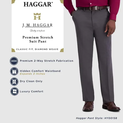 Vista 5 de J.M. Haggar Men's Premium Stretch Classic Fit Subtle Pattern Suit Separates Pants & Jackets