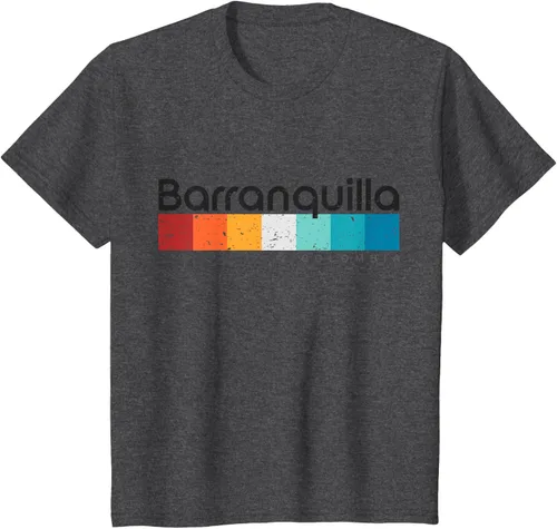 Vista 37 de Barranquilla Colombia - Camiseta de diseño vintage de estilo retro, Blanco, S