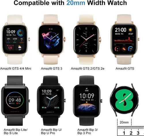 Vista 7 de Paquete de 8 correas elásticas de nailon GTS y Bip Watch, correa de bucle suave de 0.787 pulgadas