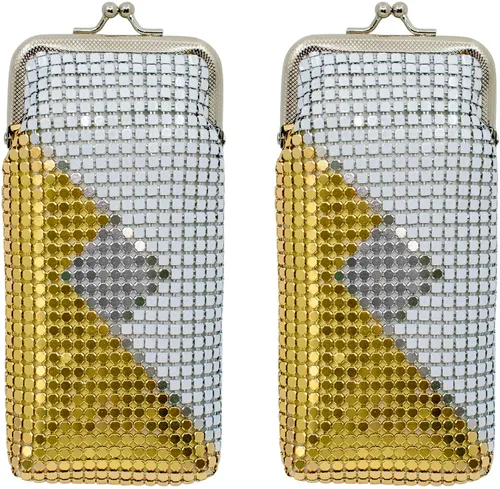 Vista 7 de Juego de 2 monederos largos vintage de malla metálica suave (0.118 in, negro)
