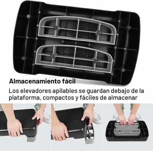Vista 4 de Height-Adjustable 4"-6" Step Aerobics Platform Fitness Equipment Stepper Trainer Exercise Step Platform with 2 Riser