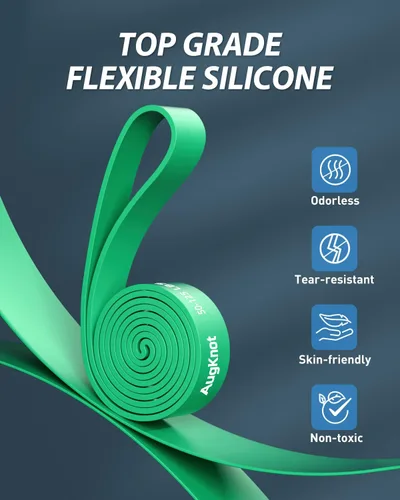 Vista 3 de AugKnot Resistance Bands for Working Out: 5-Levels Exercise Bands Set - Pull Up Assistance Elastic Silicone - Physical Therapy/Training/Stretching