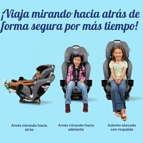 Vista 2 de Asiento de coche convertible Graco Extend2Fit 3 en 1 para bebé, orientación hacia atrás y hacia adelante, panel de extensión ajustable para espacio