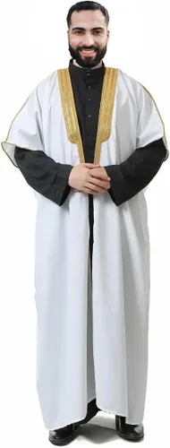Vista 5 de Abaya (Bisht) - Vestido de capa árabe - blanquecino (LEW-C30), Blanco sucio