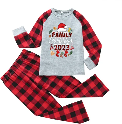 Vista 7 de Pijamas familiares a juego para la familia, conjunto de pijamas familiares, pijamas de Navidad para la familia