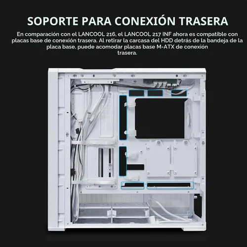Vista 6 de Lian Li LANCOOL 217 INF Infinity Mirror Carcasa de Computadora, Torre Media ATX con 3 Ventiladores Preinstalados, 2x170mm Ventiladores ARGB
