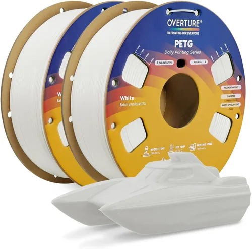 Vista 41 de OVERTURE - Filamento PETG de 1/16 de pulgada (1.75 mm) para impresora 3D y FDM, bien enrollado, duradero, carrete de 4.4 libras, dureza firme