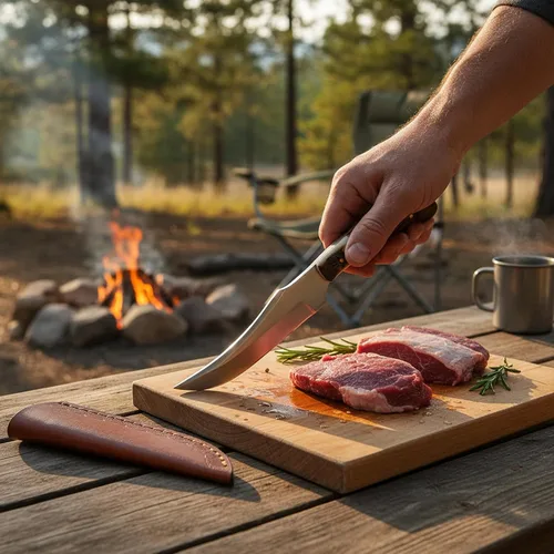 Vista 5 de SZCO Cuchillo de caza Full Tang de 4.75 pulgadas, cuchillo de campamento pequeño con mango de madera, hoja de acero inoxidable y funda, cuchillo