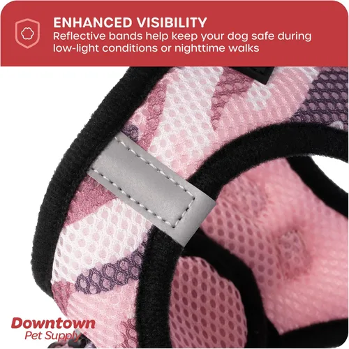 Vista 93 de Downtown Pet Supply Arnés para perro Step-in – Sin tirones, malla acolchada ajustable con ribete reflectante, correa de hebilla segura – Arnés