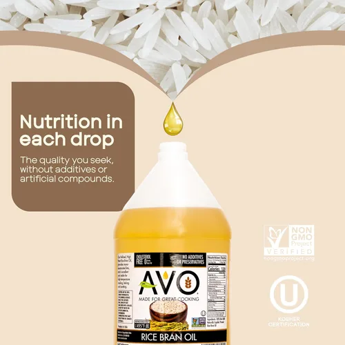Vista 7 de AVO Aceite de salvado de arroz para cocinar o freír, 1 galón, sin OMG, sin conservantes, aceite de arroz de alto punto de humo a 490 °F