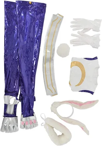 Vista 4 de miccostumes Disfraz de superhéroe de conejo de anime para mujer, Blanco