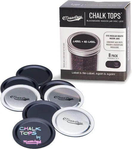 Vista 6 de Chalk Tops - Tapas reutilizables para pizarras para tarros Mason - Paquete de 8 - boca ancha