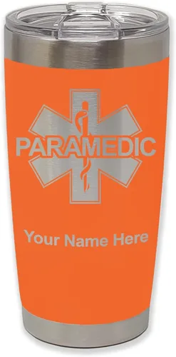 Vista 26 de LaserGram Vaso aislado al vacío de 20 onzas, paramédico, grabado personalizado incluido (negro) Engraved Gift for Paramedics, Vacuum Insulated
