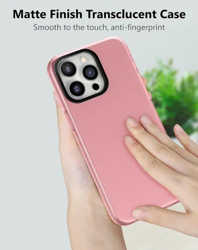 Vista 4 de Cresee Funda compatible con iPhone 15 Pro (6.1 pulgadas), funda translúcida mate para hombres, mujeres, niñas, cubierta trasera delgada, melocotón