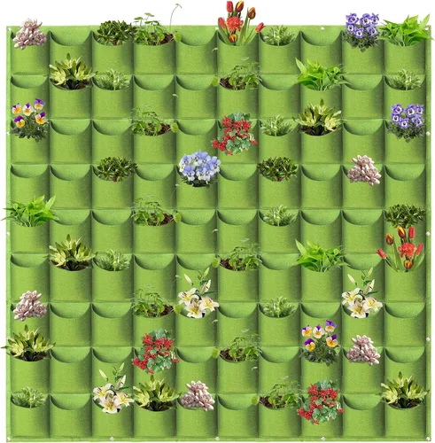 Vista 18 de Bolsas de cultivo colgantes para plantar, 9 bolsillos para colgar en la pared, bolsa de cultivo vertical para jardín interior y exterior, contenedor