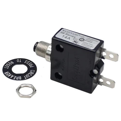 Vista 15 de Disyuntor térmico genuino 3A 125/250VCA 32VDC serie 98 pulsador para restablecer interruptor de sobrecarga térmica con terminales de conexión rápida