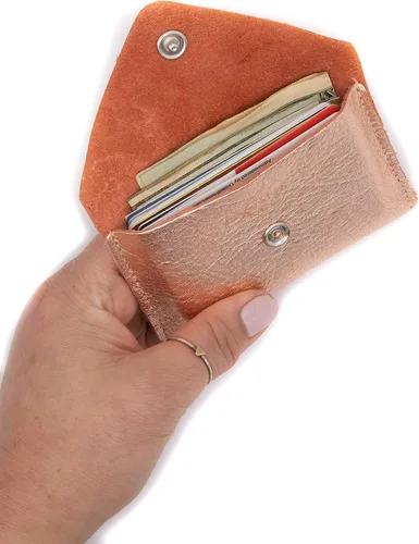 Vista 9 de Funda de cuero para tarjetas Mini cartera con broche de perlas - Hecho en los Estados Unidos