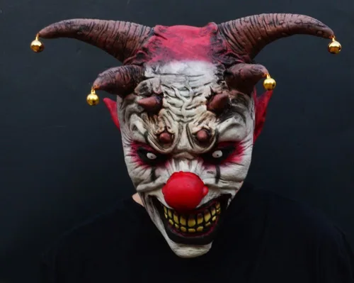 Vista 2 de Acid Tactical Máscara de látex espeluznante de payaso malvado de Halloween - Payaso bufón malvado
