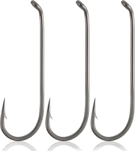 Vista 8 de Dr.Fish Paquete de 100 ganchos secos para moscas de acero de alto carbono, níquel negro, accesorios para atar moscas, trucha, salmón, anzuelos