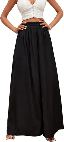 Vista 3 de Verdusa Pantalones largos sueltos con cintura elástica y pierna ancha para mujer