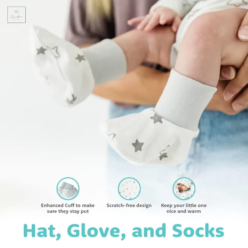 Vista 5 de Zenulove Juego de regalo unisex de 9 piezas de 9 piezas de algodón para bebés de 0 a 3 meses