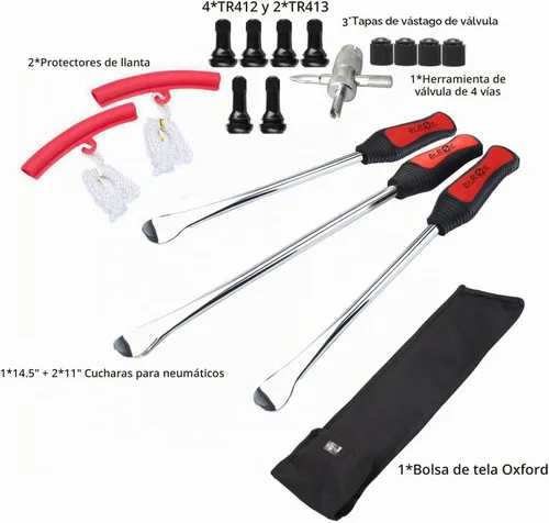 Vista 2 de Dr.Roc Palancas de Cucharas para Neumáticos de Motocicleta Bicicleta de Tierra Cortacésped Herramientas de Cambio de Neumáticos con Bolsa 1x14.5